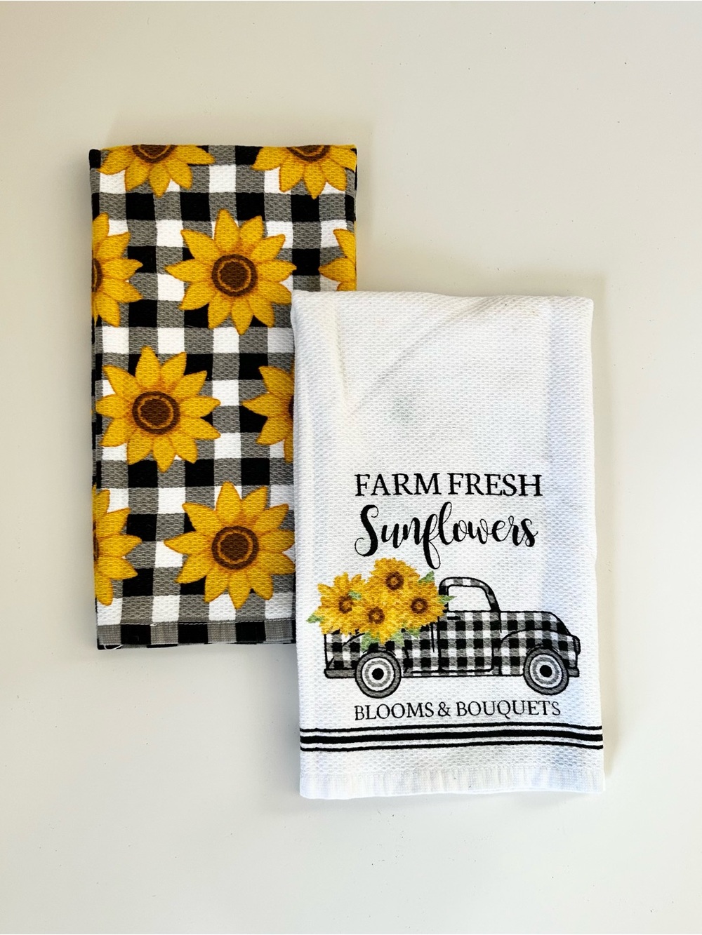 Sunflower Buffalo Plaid Kitchen Towel Set